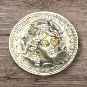 1905 Barber Silver Half Dollar - Repose Punched Out Pin Brooch