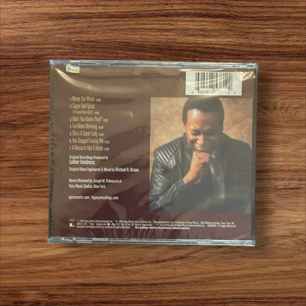 Luther Vandross Never Too Much CD Sealed New (Back)