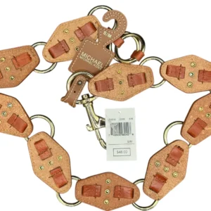 MICHAEL KORS Leather & Brass Belt Brown Gold Adjustable Size S-M Belt