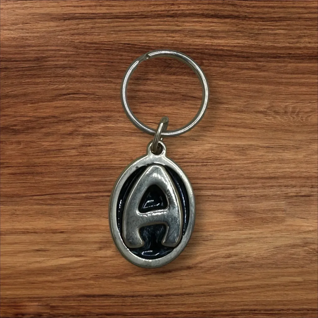 Vintage Brass Keyring Letter A