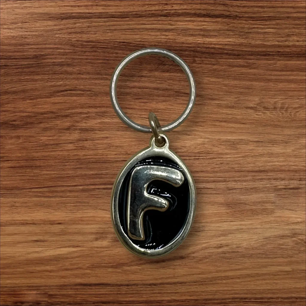 Vintage Brass Keyring Letter F