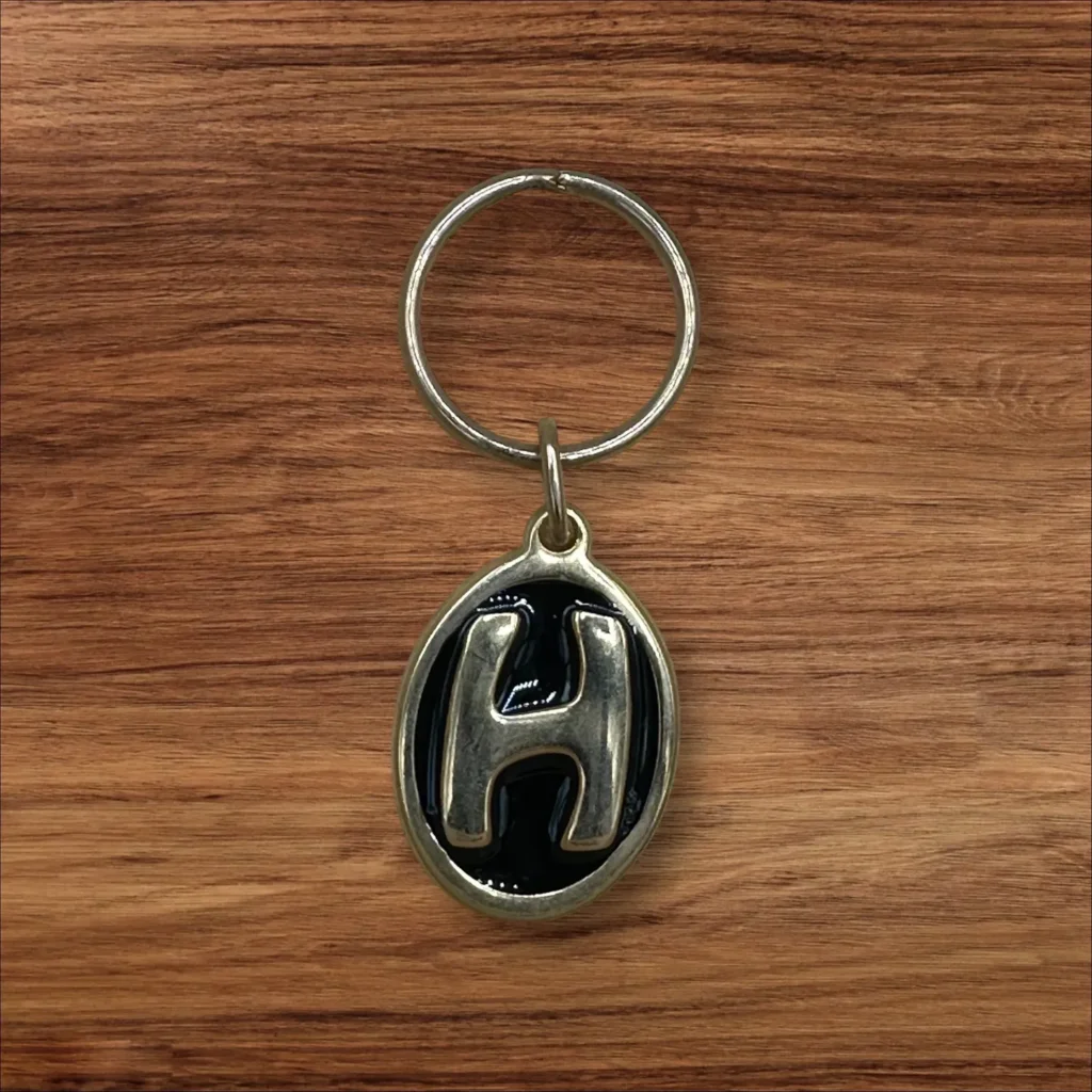 Vintage Brass Keyring Letter H