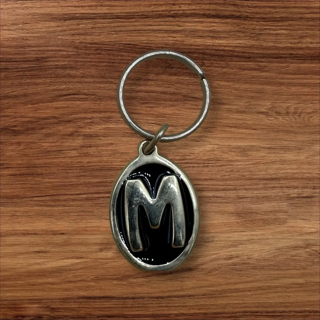 Vintage Brass Keyring Letter M