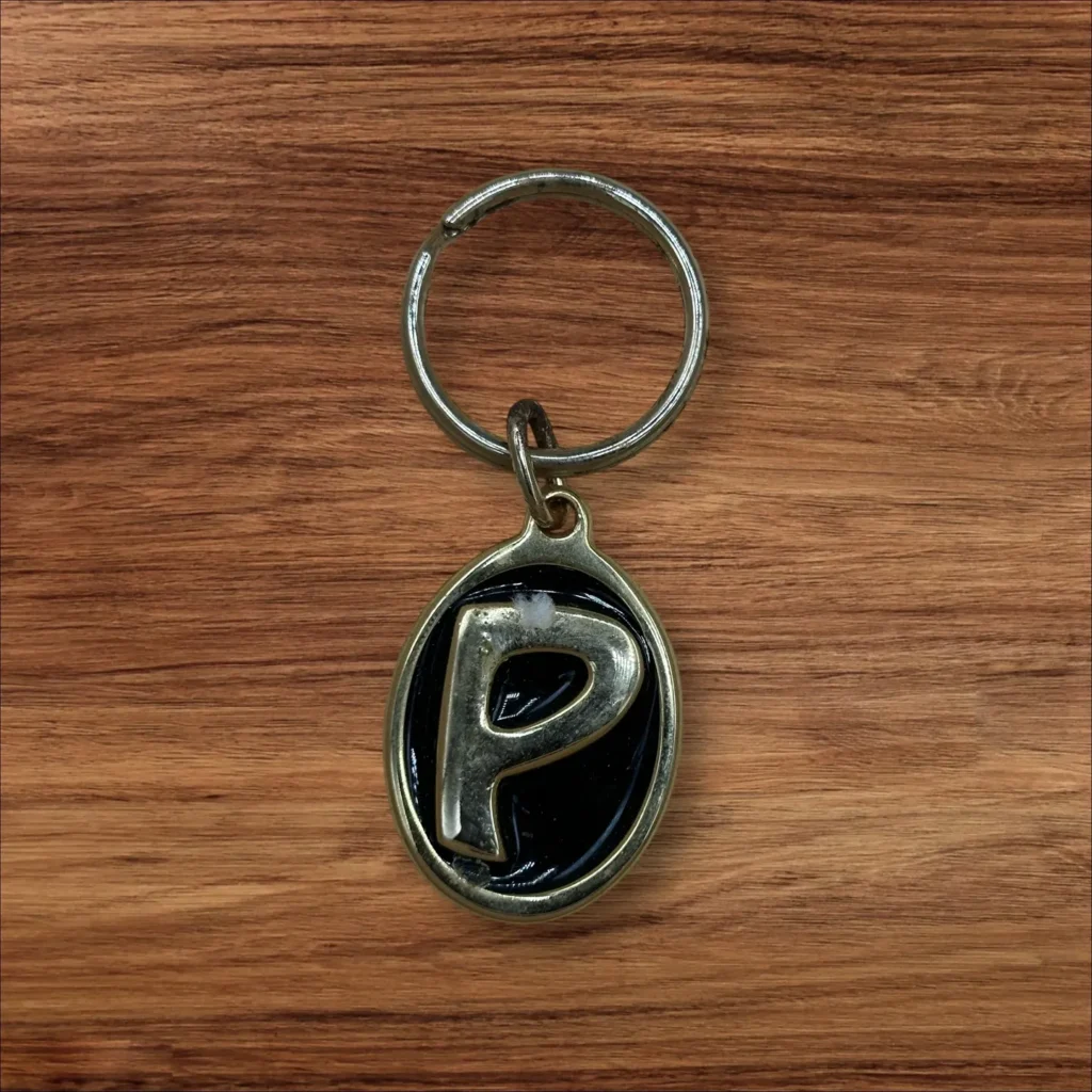 Vintage Brass Keyring Letter P
