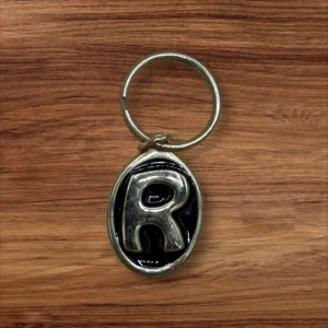Vintage Brass Keyring Letter R