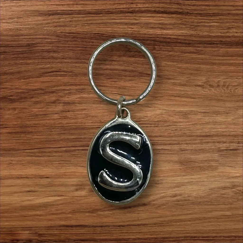 Vintage Brass Keyring Letter S