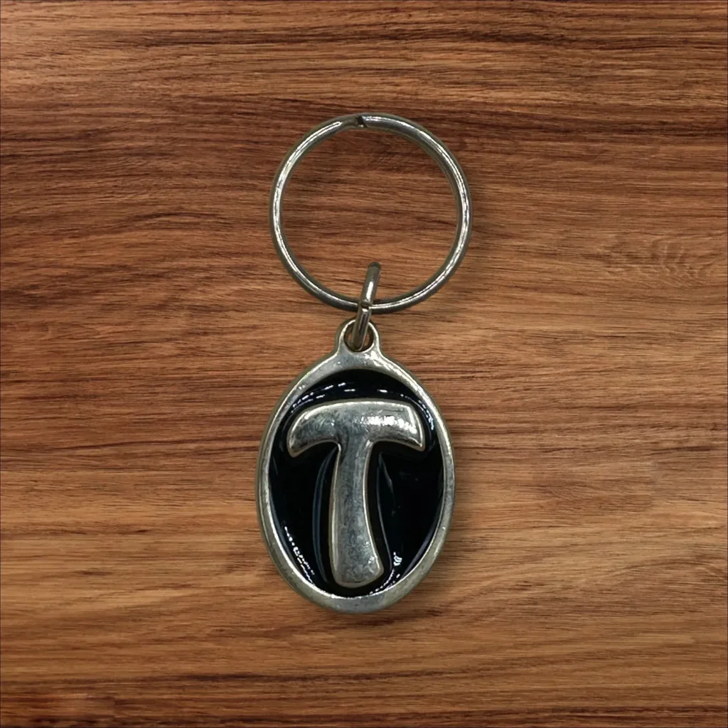 Vintage Brass Keyring Letter T